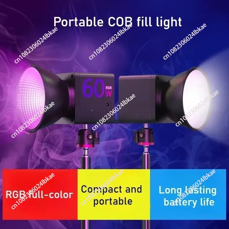 Outdoor Lighting For Photography - 60W屋外ハンドヘルドポータブルLEDステージ照明COB RGBビデオプロフェッショナル写真撮影RGBフィルライトAA