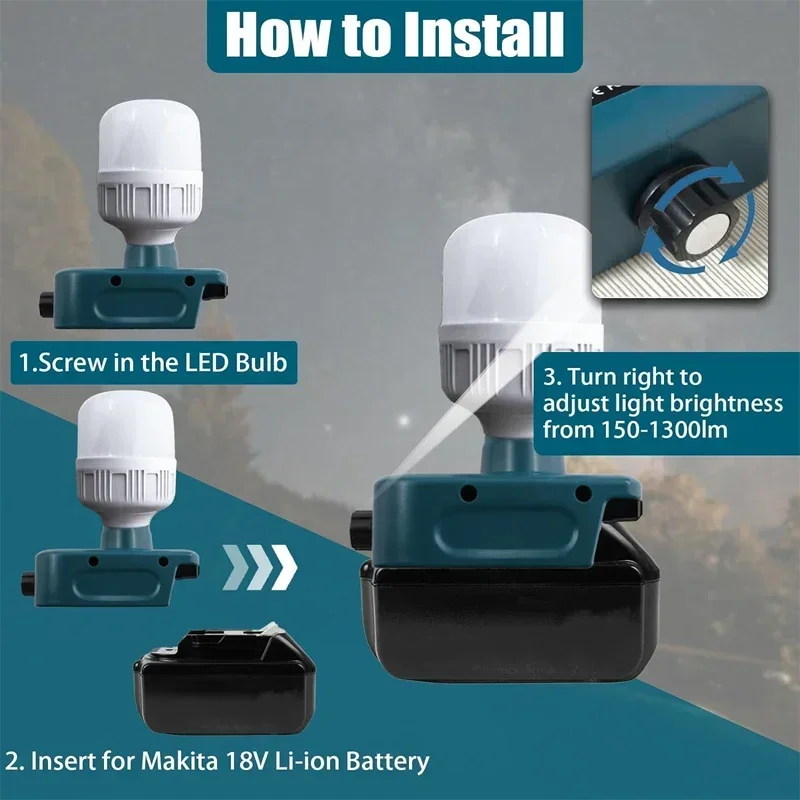 Outdoor Lighting Volt - マキタ 18 ボルトリチウムイオンバッテリー 12 ワット電球屋外キャンプ照明低電圧ランプポータブル LED