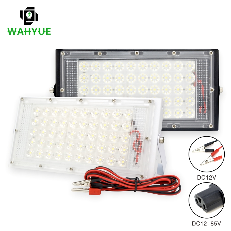 Outdoor Lighting Volt - ポータブル屋外ledフラッドライト,12v dc-85v,50w,バッテリー接続,防犯灯