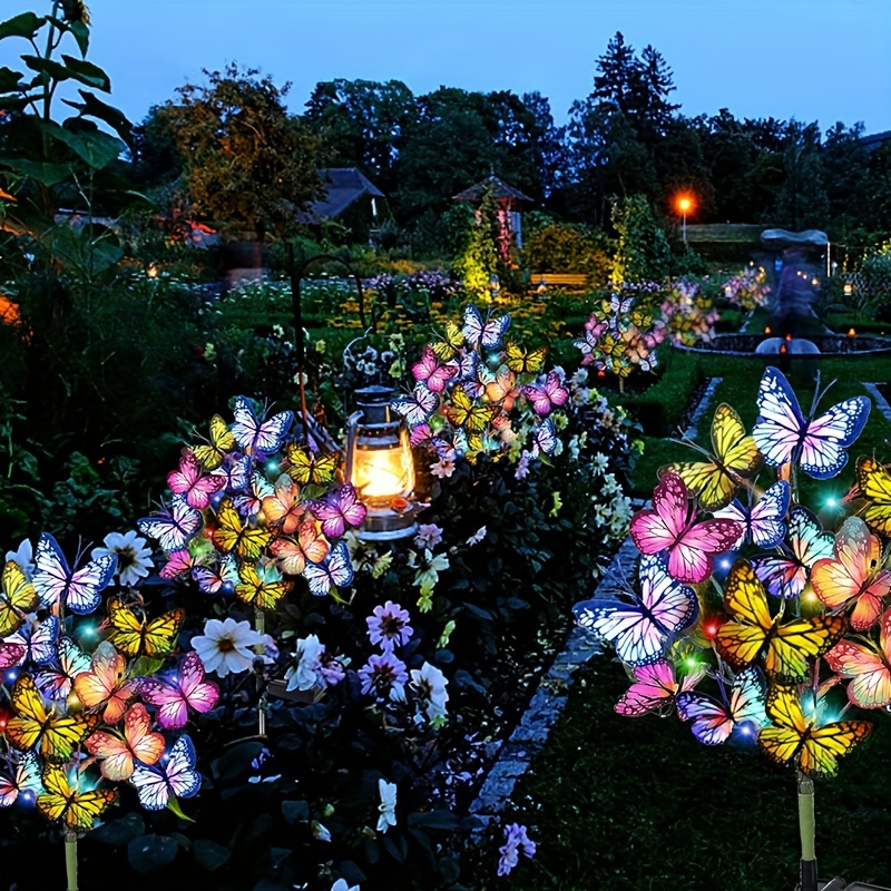 Outdoor Lighting Permanent - ソーラー LED バタフライガーデンライト防水カラフルな屋外芝生パスランプ庭パティオフェスティバルクリスマス屋根装飾用