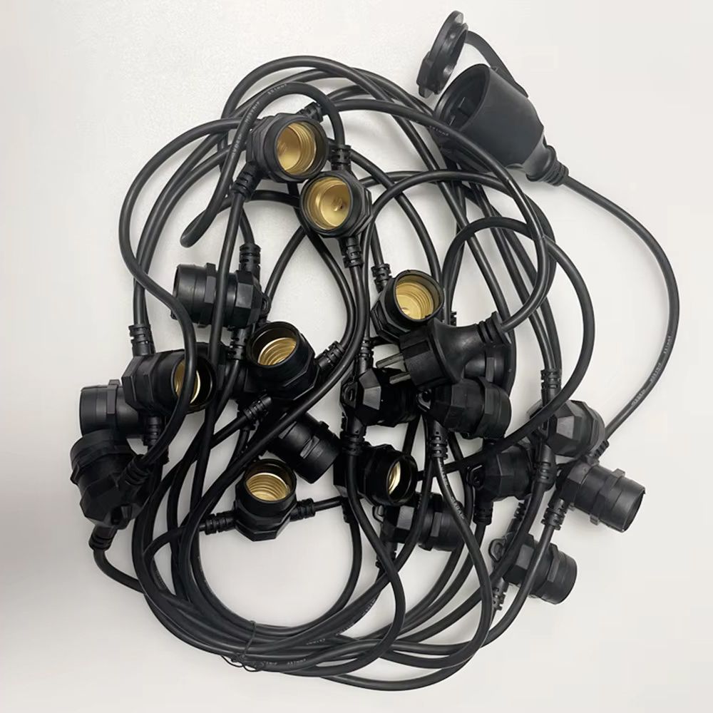 Outdoor Lighting Extension Cord - 10 メートルケーブル LED ストリング商用グレード防水 E27 ソケット付き屋外ホリデーガーランド結婚式照明庭の装飾用