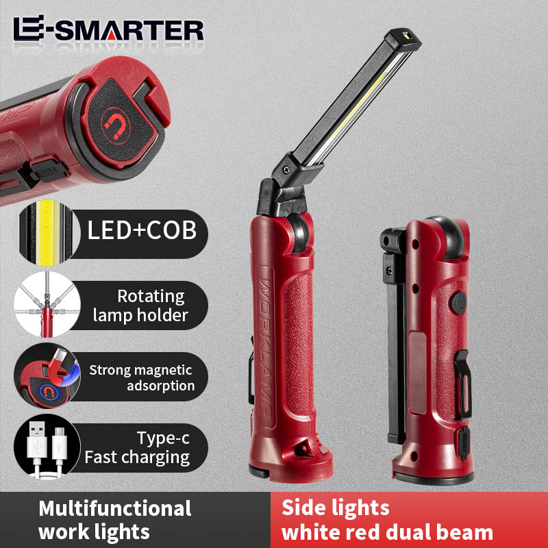 Outdoor Lighting Electric - COB LED ワークライト充電式折りたたみ懐中電灯屋外キャンプ車修理照明ポータブルランプ磁気吊りフック付き