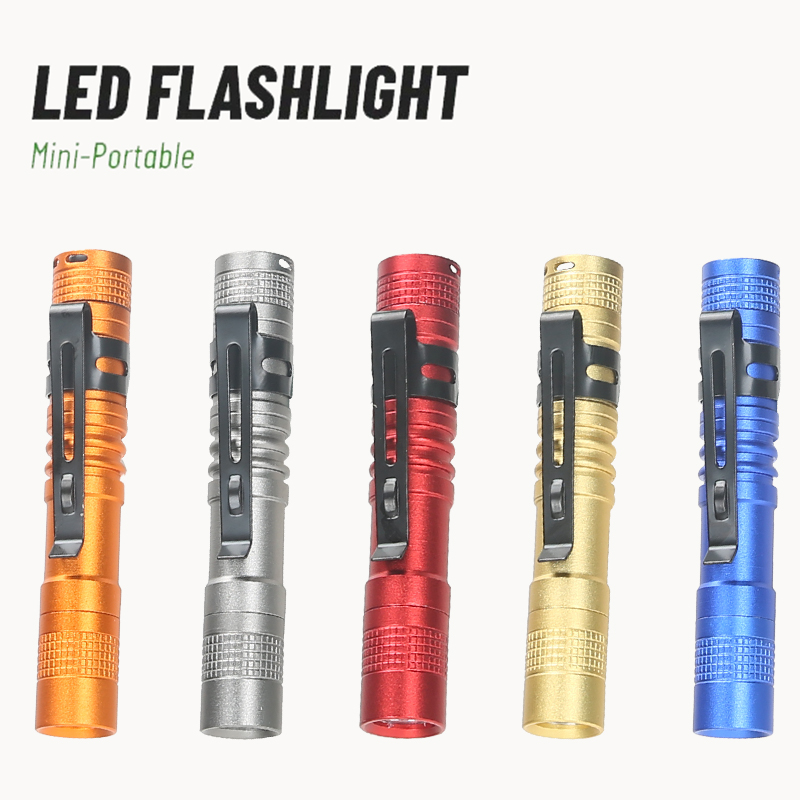 Outdoor Lighting Electric - ペンクリップ付きポータブルミニLEDペン懐中電灯、ハンドヘルドウルトラポケットトーチ、屋外キャンプ緊急ランプ用AAA電池使用