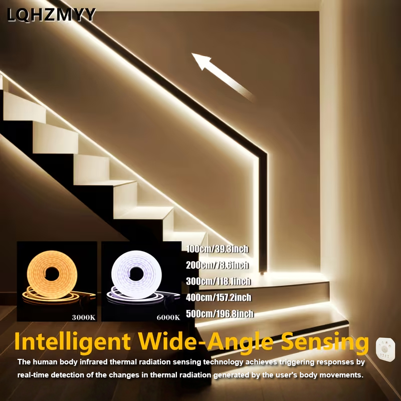 Outdoor Lighting Options - 1-5m LEDモーションセンサーライトストリップ、人感センサースイッチ付き、ネオンライトチェイシング効果、USBインターフェース付きフレキシブルストリップ、3000K/6000Kオプション、流れ星効果ライトストリップ、USBインターフェース付きランニングライト、階段チェイスライト、廊下フローライト、バルコニー、屋内/屋外使用に最適、モダンな照明デザイン | フレキシブルネオンライト フレキシブルストリップ |