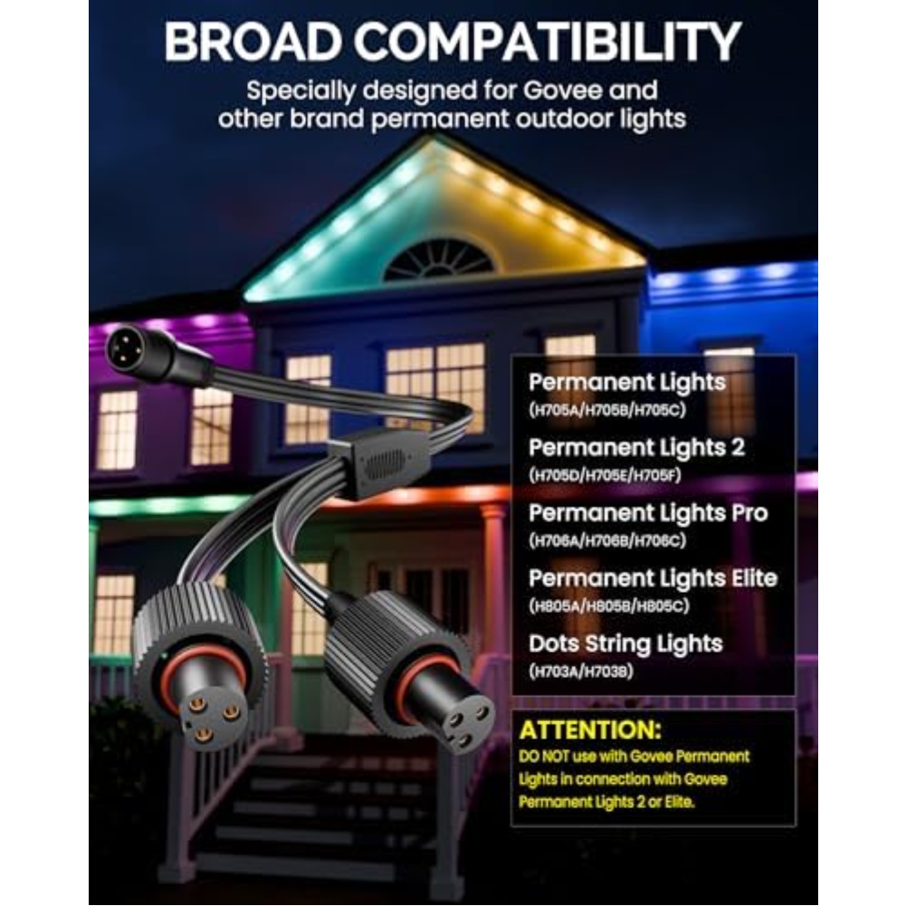 Outdoor Lighting Extension Cord - 防水 Y 字型電源スプリッターコード固定屋外照明用互換モデル H705A/H705B/H705C 延長線