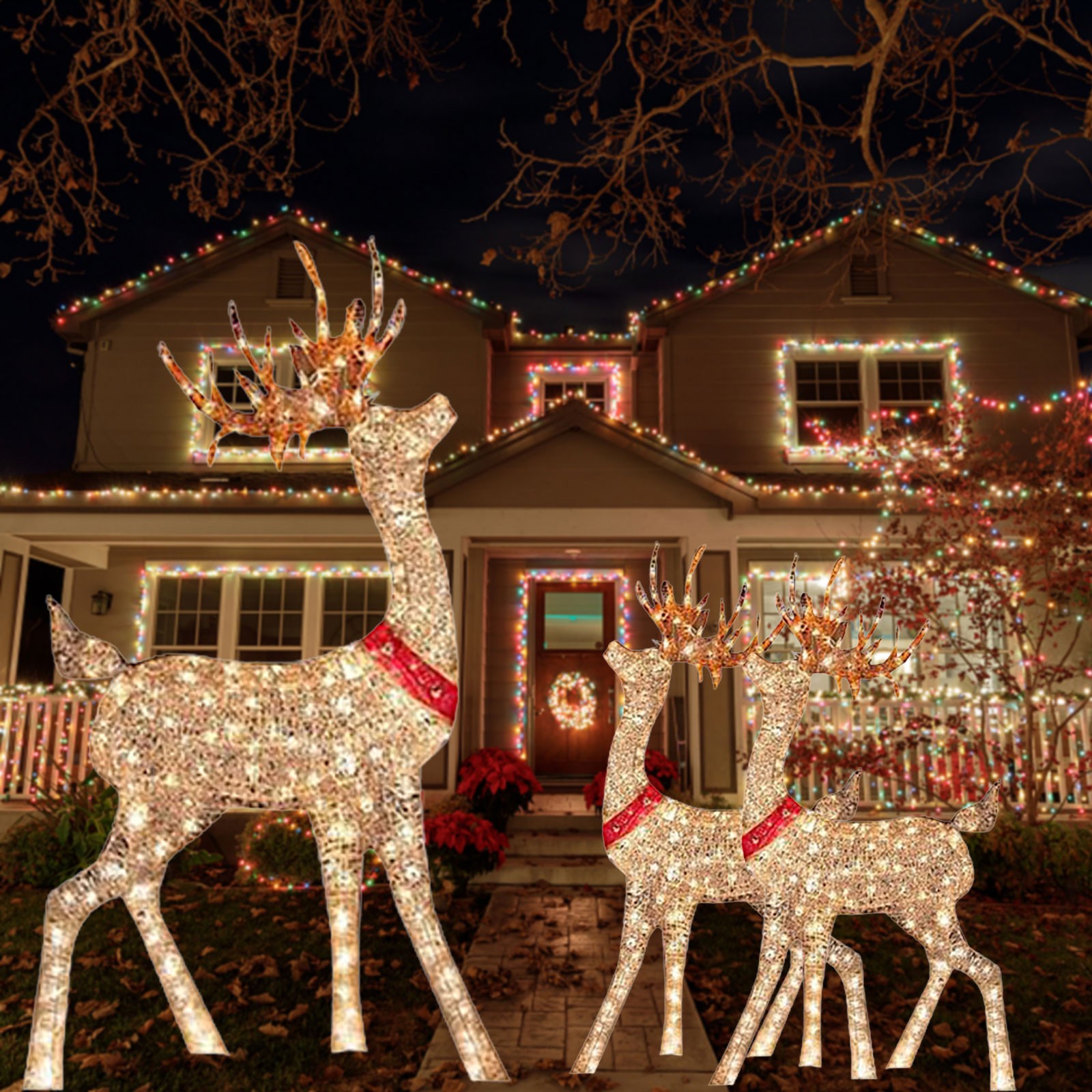 Outdoor Lighting Event - クリスマスデコレーション用の鹿の形をしたライト,室内灯,屋外用,冬用,1ユニット
