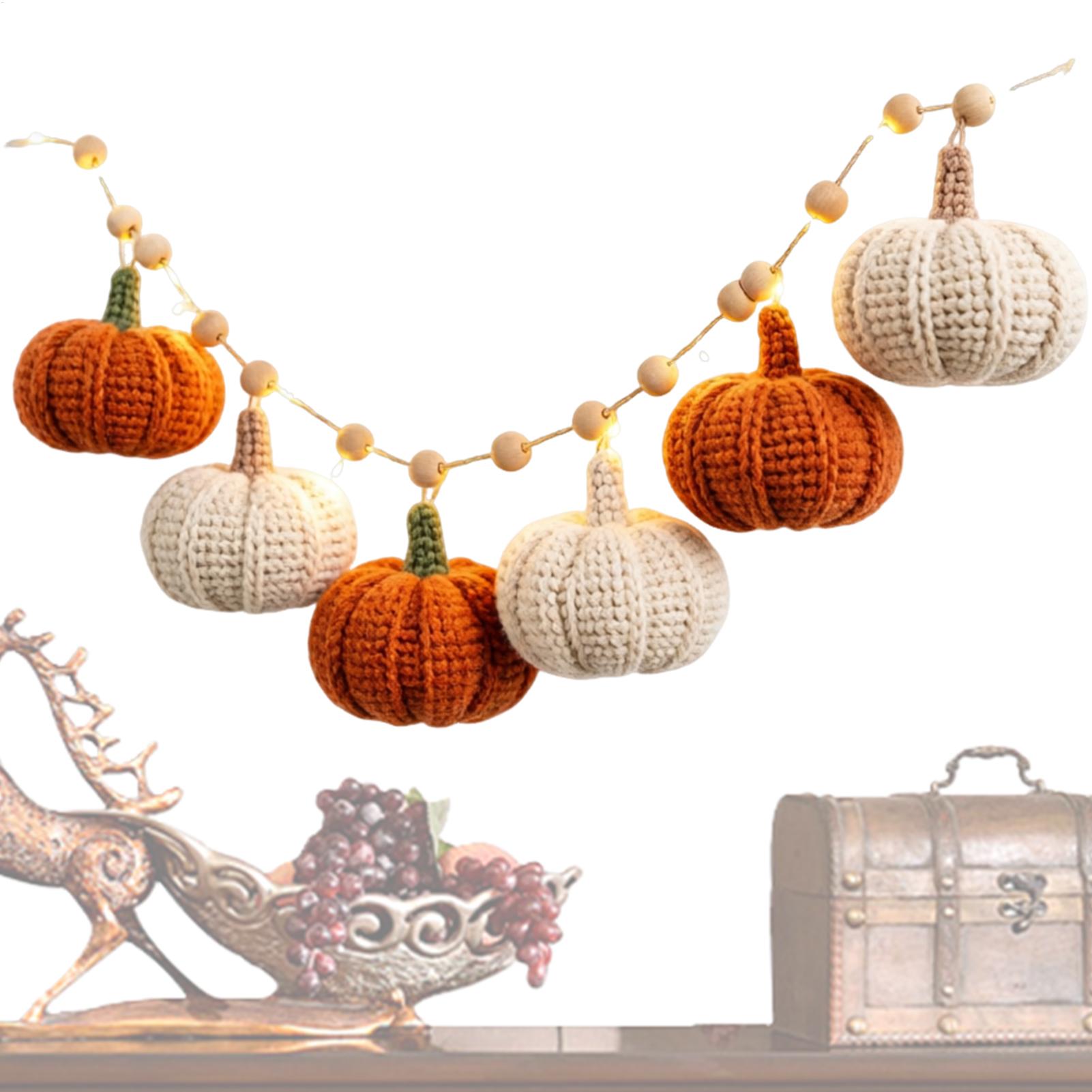 Outdoor Lighting Halloween - ハロウィンライト 室内暖炉用 ファームハウス風 クロシェ編み 秋のリース パンプキンライト