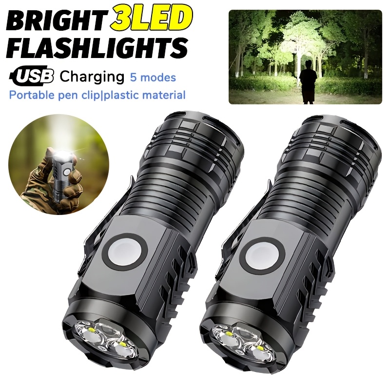 Outdoor Lighting Permanent - ポータブルミニ LED ハンドヘルド懐中電灯強力な指先トーチ屋外防水ハイキングキャンプフラッシュライトペンクリップ付き