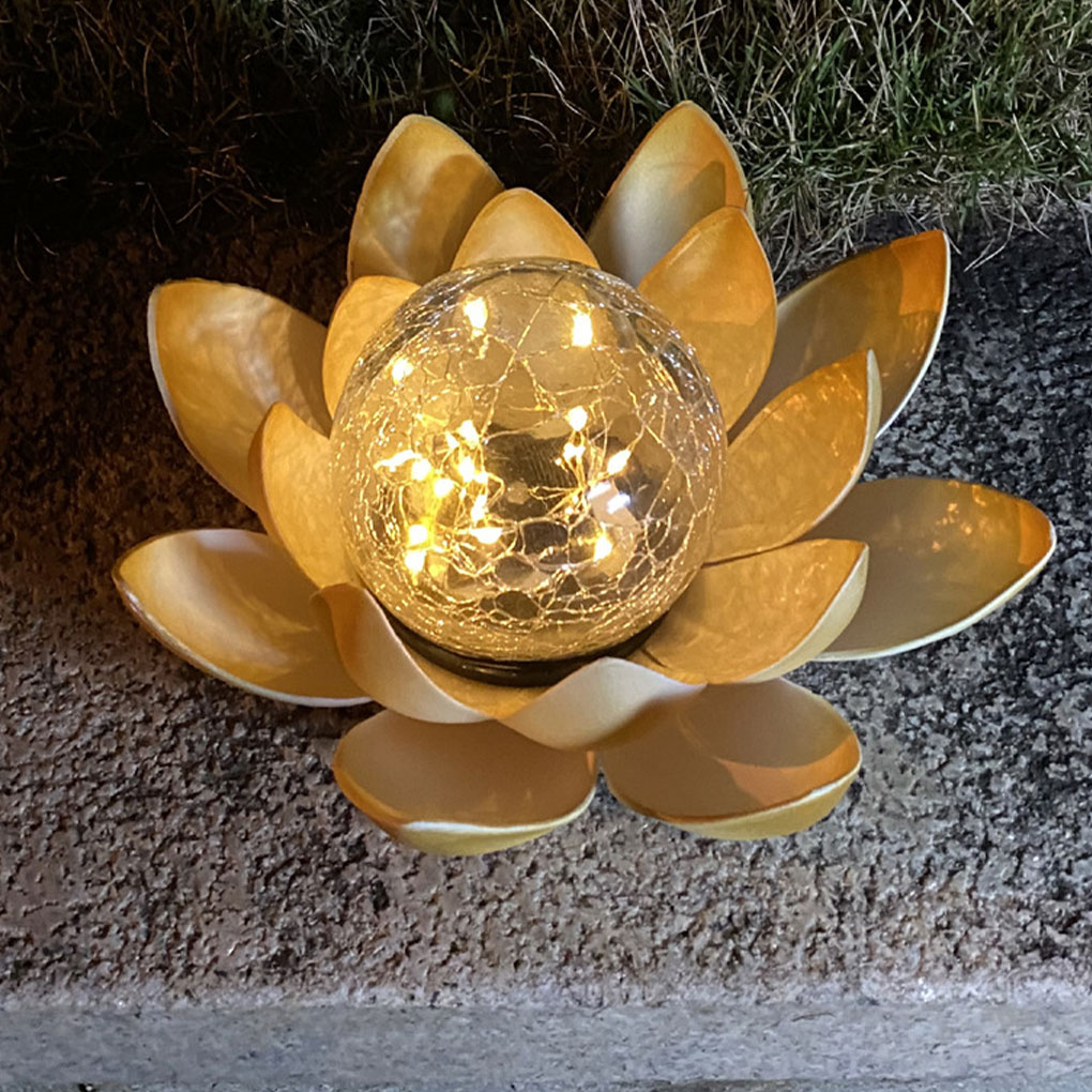 Outdoor Lighting Halloween - 蓮の形をしたソーラーランプ,ひびの入ったガラス玉ランプ,ハロウィーン,クリスマス,屋外,パティオ,芝生の装飾