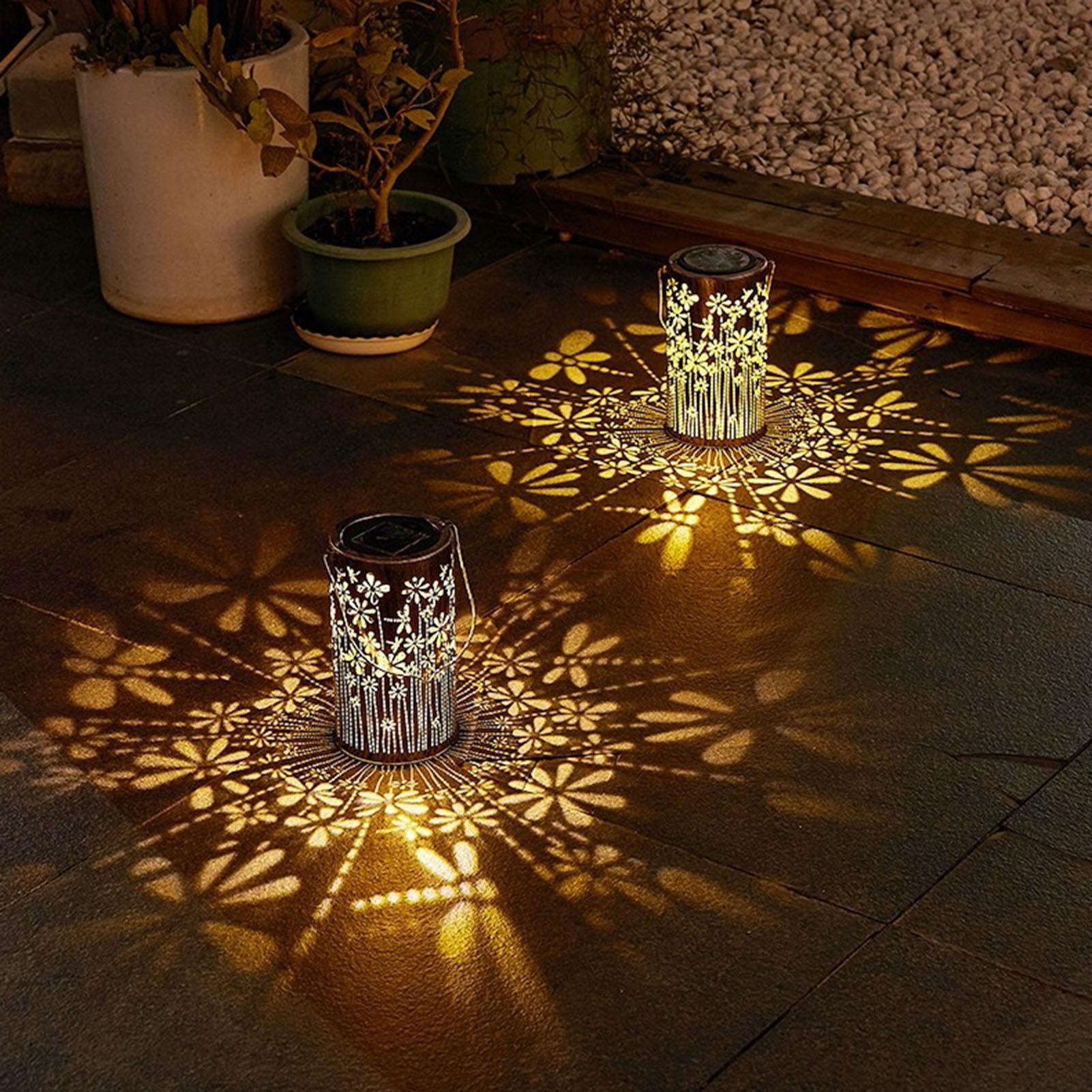 Outdoor Lighting House - ソーラーランタン カラフルな金属製フラワーランプ ソーラーライト 屋外通路 庭用 外側の小道