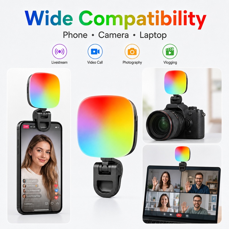 Outdoor Lighting For Photography - 携帯型RGB LEDフィルライト、ポケットサイズの手持ち撮影用ランプ、携帯電話カメラ、Vlog、ライブストリーミング、屋外写真・ビデオ用