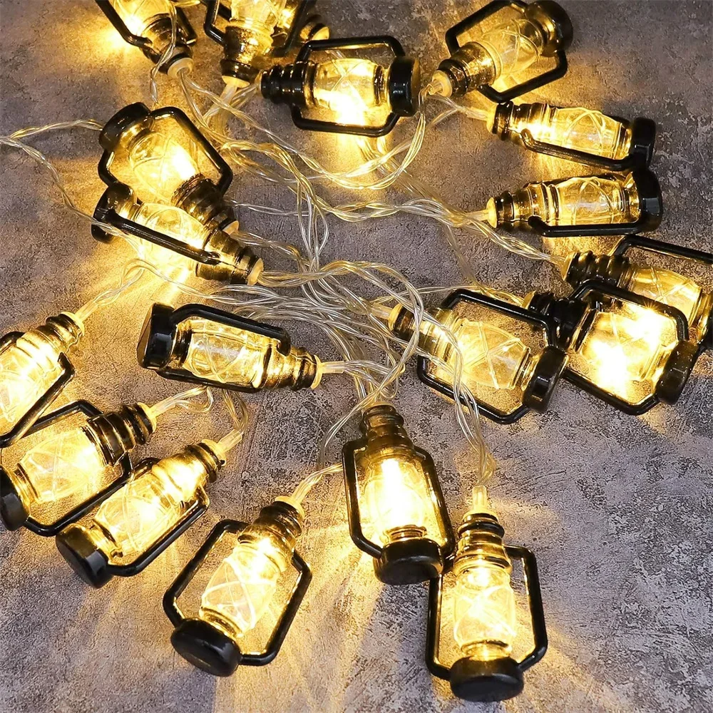 Solar Fairy String - ヴィンテージ灯油ランプ LED ストリングライト電池式レトロミニランタン妖精ランプ寝室用結婚式キャンプホリデーホーム