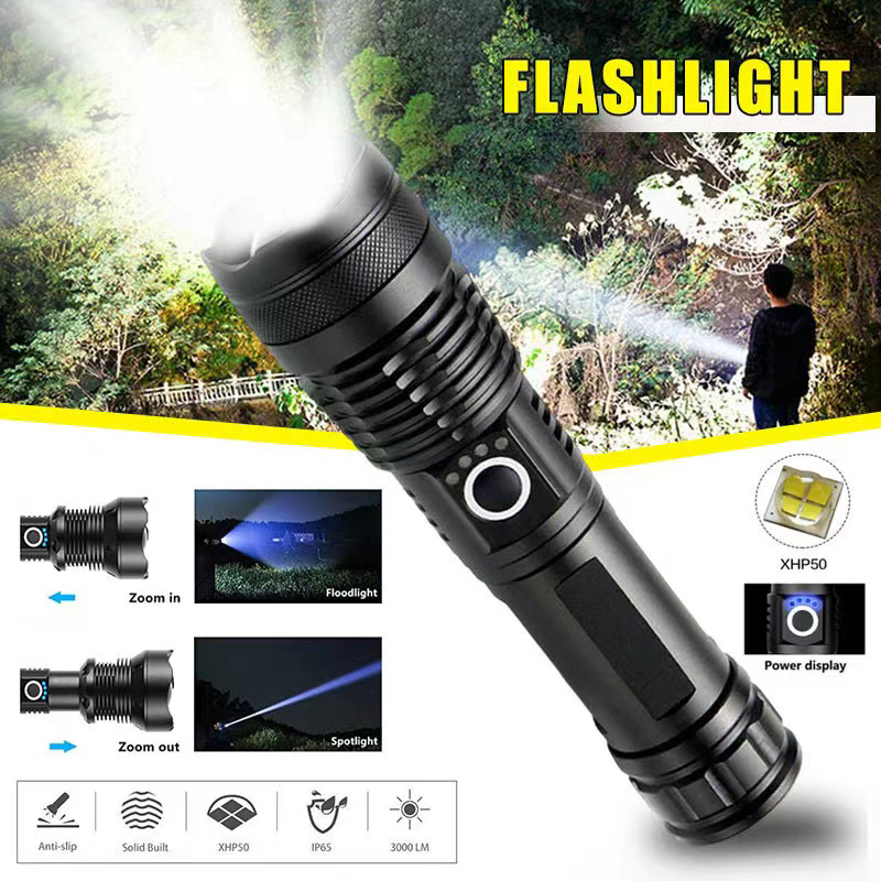 Outdoor Lighting Permanent - ハイパワー XHP70 LED 懐中電灯 USB-C 充電式トーチ