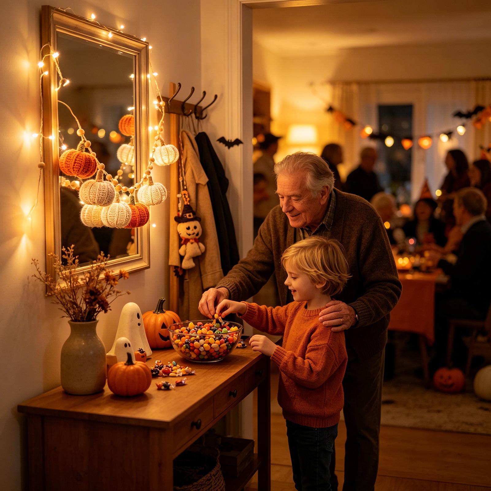 ハロウィンライト屋内暖炉ファームハウスかぎ針編み秋ガーランド - Outdoor Lighting Halloween のレビューと価格