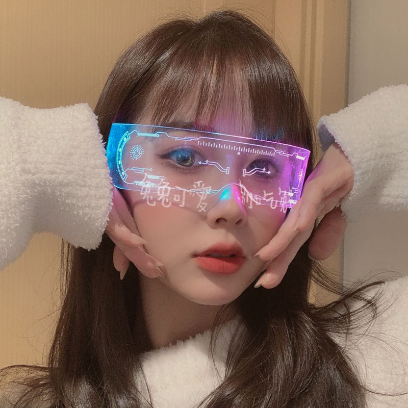LED 発光カラフルなサングラスモダンパンクゴーグル男性女性 - Outdoor Lighting Halloween のレビューと価格