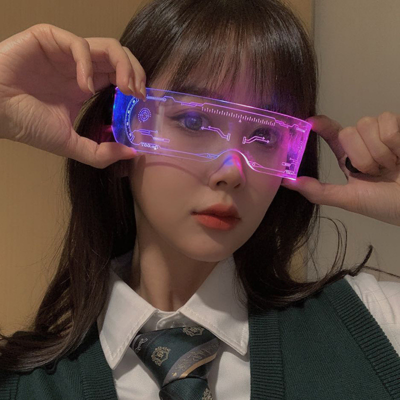 LED 発光カラフルなサングラスモダンパンクゴーグル男性女性 - Outdoor Lighting Halloween のレビューと価格