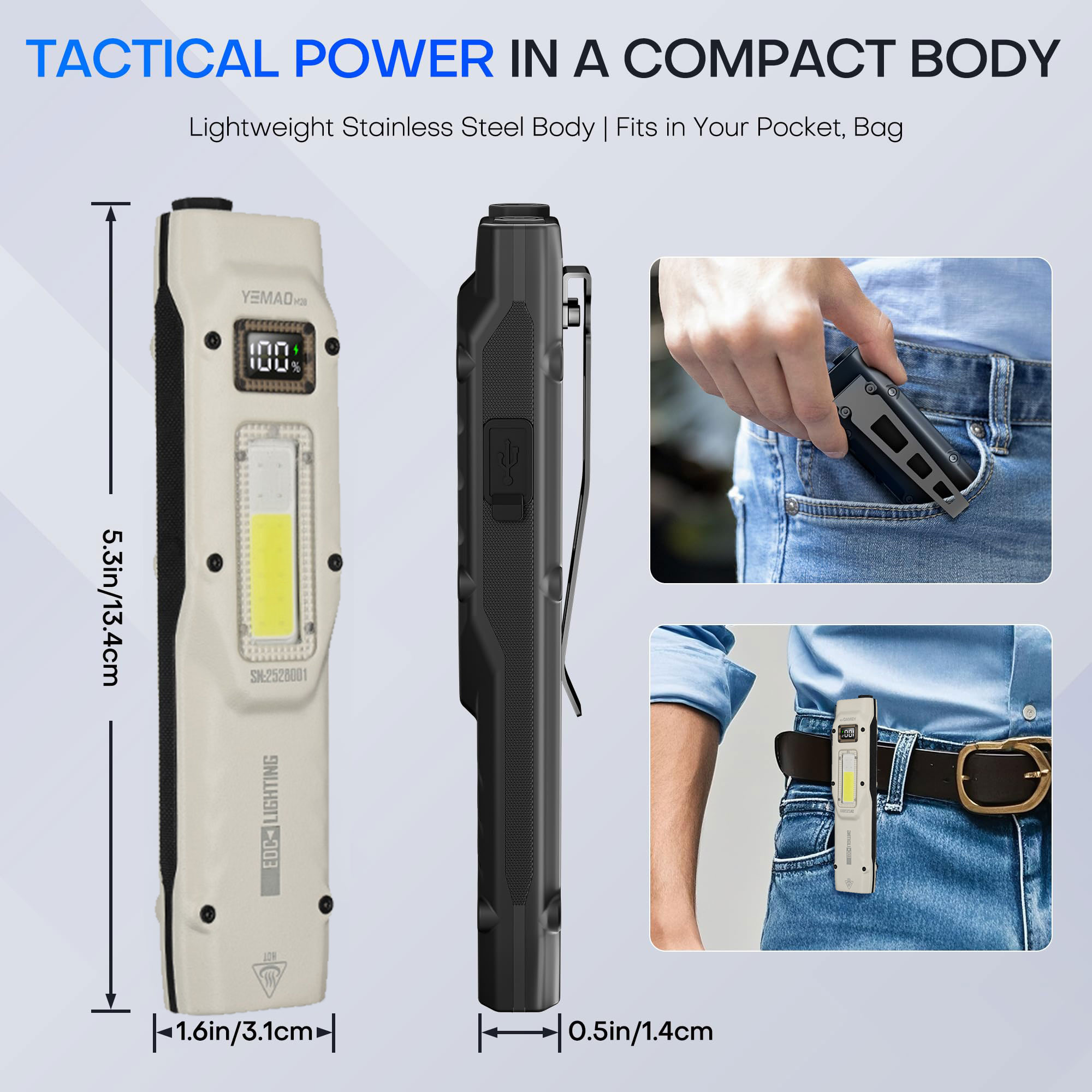 ポータブル880LM YEMAO M28超薄型タクティカルワ - Outdoor Lighting Electric のレビューと価格