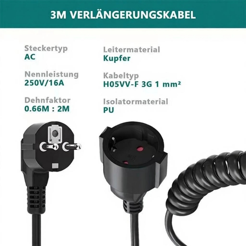 電源延長コード スプリングケーブル オス-メス延長 電源コー - Outdoor Lighting Extension Cord のレビューと価格