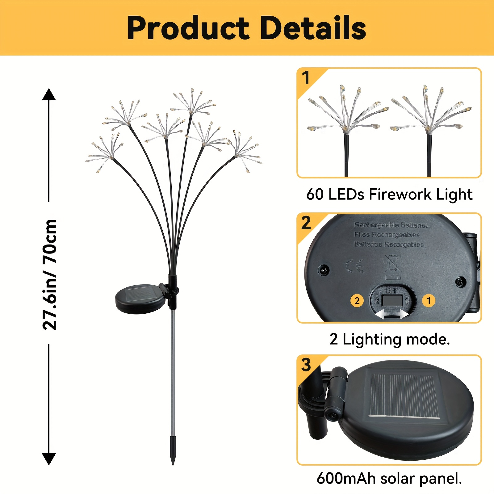 ソーラーガーデンフェアリーライト屋外防水ソーラー銅線ライトス - Wired Pathway Light のレビューと価格