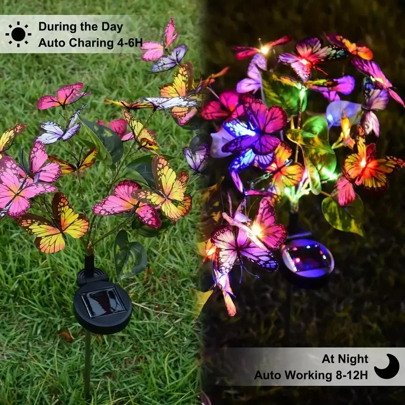 ソーラー LED バタフライガーデンライト防水カラフルな屋外 - Outdoor Lighting Permanent のレビューと価格