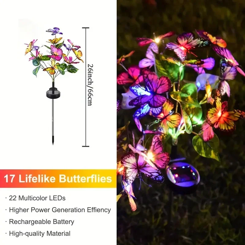 ソーラー LED バタフライガーデンライト防水カラフルな屋外 - Outdoor Lighting Permanent のレビューと価格