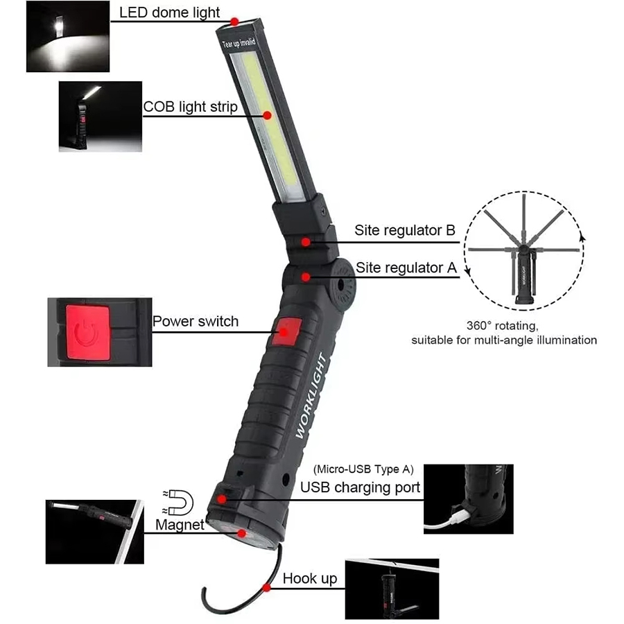 ポータブル LED 懐中電灯 磁気フック付き 屋外修理作業灯 - Outdoor Lighting Electric のレビューと価格