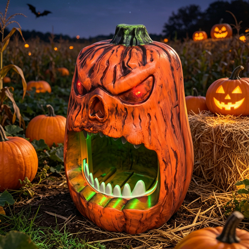 ハロウィンLEDライト付きパンプキンキャンディボウル、音声起 - Outdoor Lighting Halloween のレビューと価格