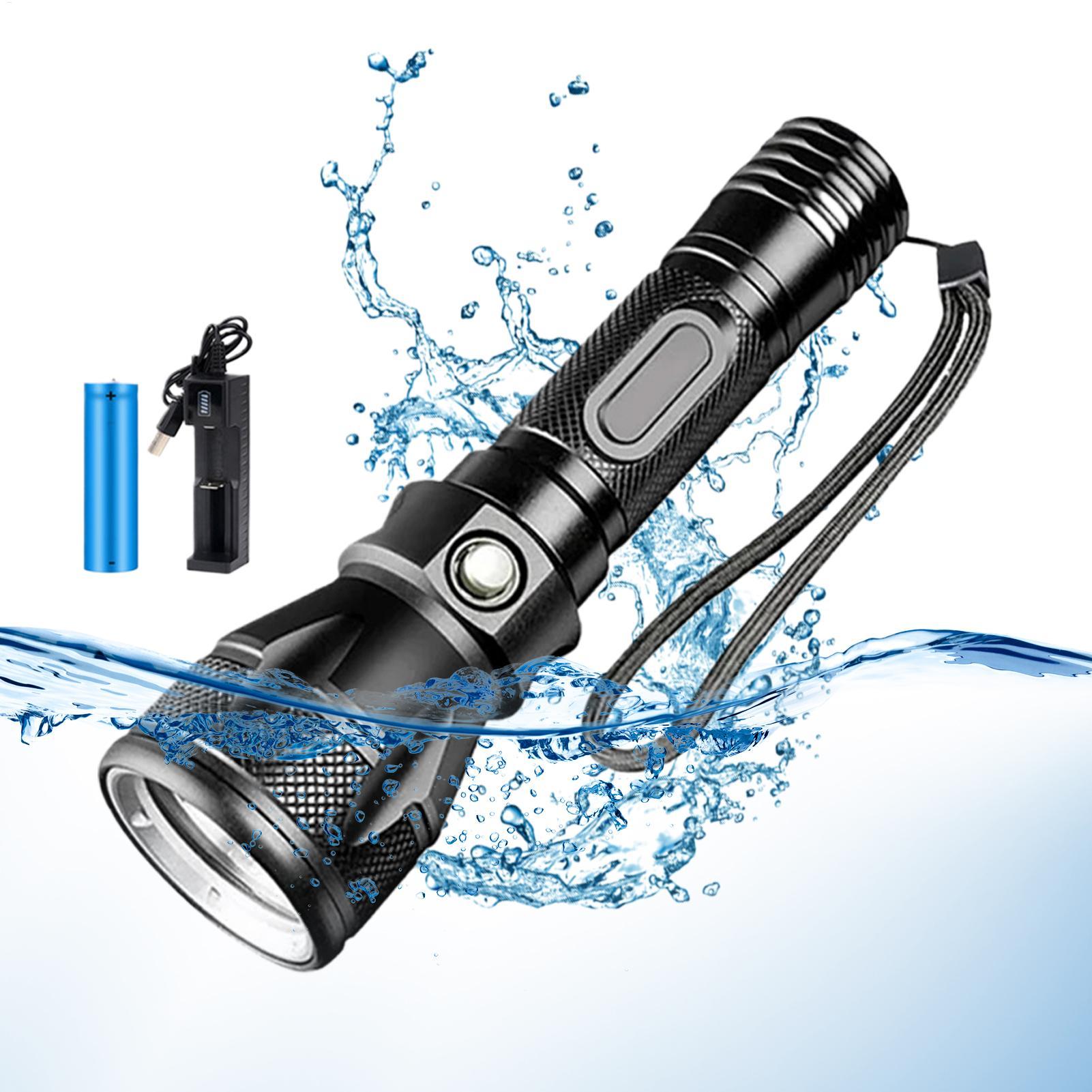 3モード強力充電式防水LEDダイビング懐中電灯トーチポータブ - Outdoor Lighting Permanent のレビューと価格
