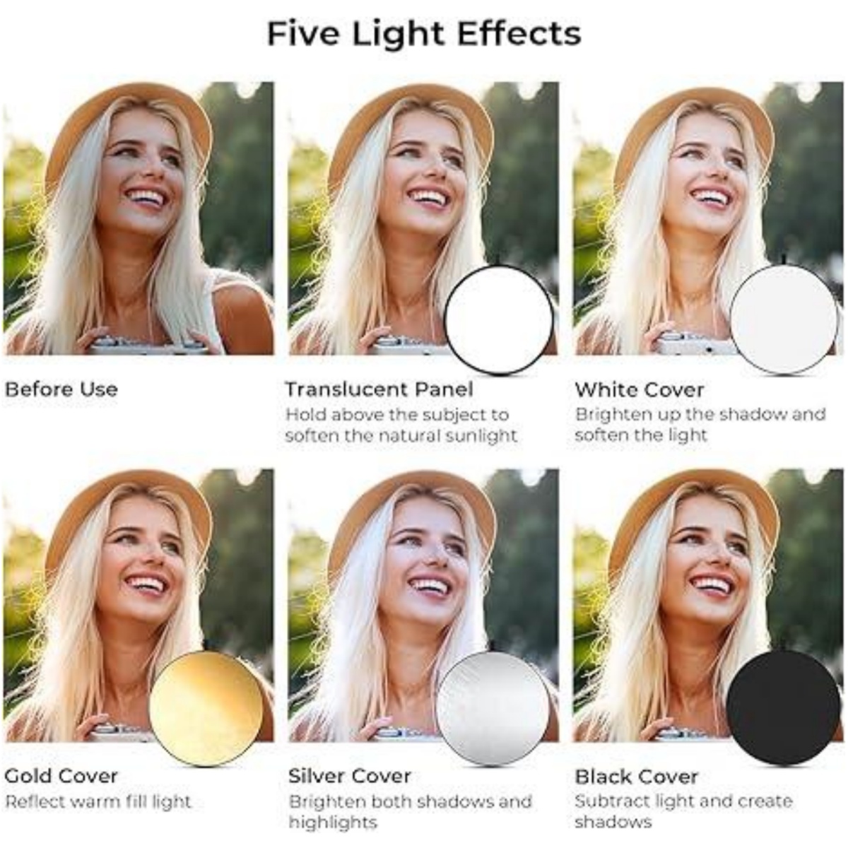 Huanyingbjb-ポータブル写真リフレクター,丸い折り - Outdoor Lighting For Photography のレビューと価格