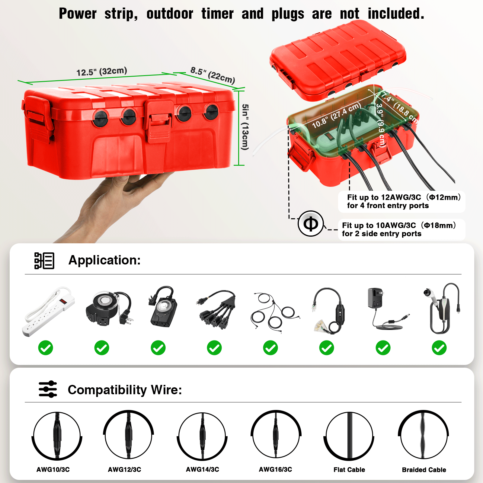 耐候性IP54屋外延長コード電源ボックス、防水コンセントカバ - Outdoor Lighting Extension Cord のレビューと価格