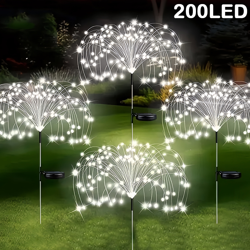 200LED ソーラー花火ランプ屋外タンポポライト銅線妖精  - Wired Pathway Light のレビューと価格