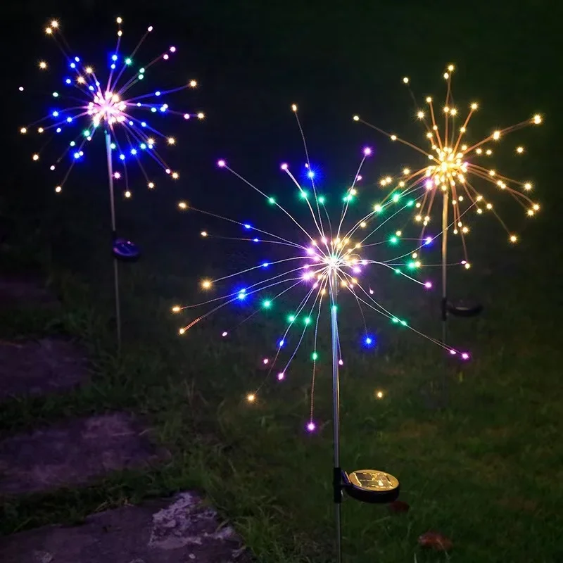 200LED ソーラー花火ランプ屋外タンポポライト銅線妖精  - Wired Pathway Light のレビューと価格
