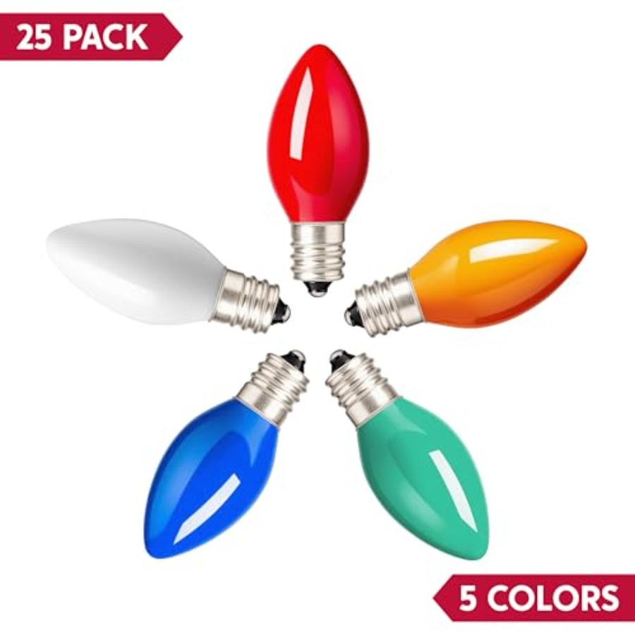 交換用電球25個パック、クリスマス屋外、屋内、芝生、木、パネ - Outdoor Lighting Volt のレビューと価格