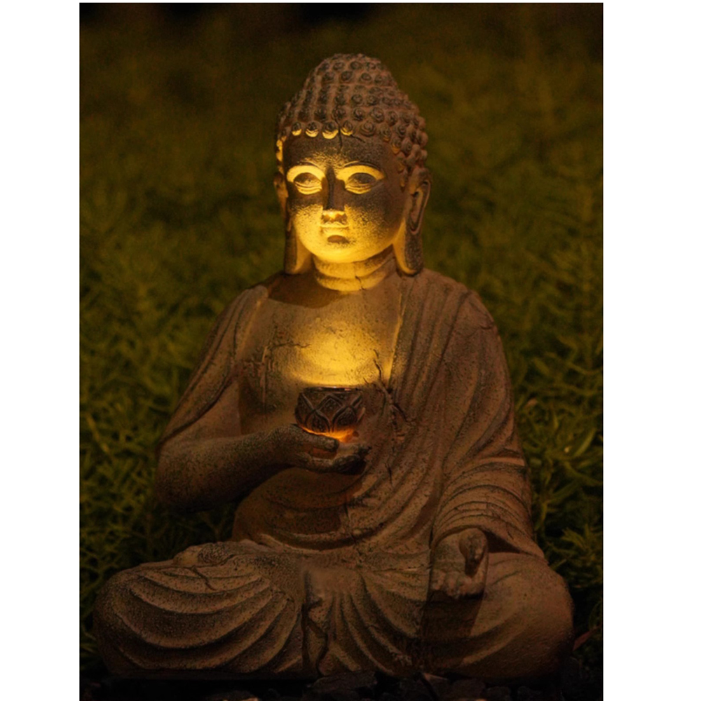 樹脂ソーラー仏像彫刻庭の装飾ライト禅アジアン日本庭園の装飾屋 - Outdoor Lighting Japanese のレビューと価格