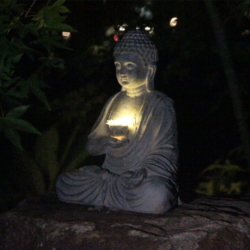 樹脂ソーラー仏像彫刻庭の装飾ライト禅アジアン日本庭園の装飾屋 - Outdoor Lighting Japanese のレビューと価格