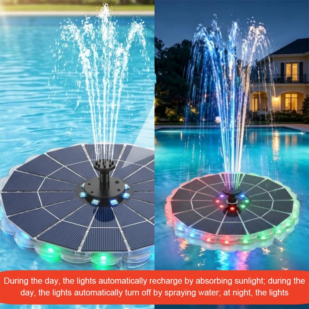 3.5W屋外ソーラー噴水ポンプキット、7つのノズル、7色ライ - Outdoor Lighting Ground のレビューと価格