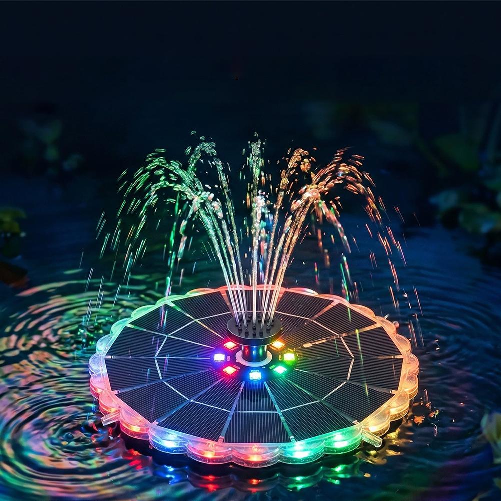 3.5W屋外ソーラー噴水ポンプキット、7つのノズル、7色ライ - Outdoor Lighting Ground のレビューと価格
