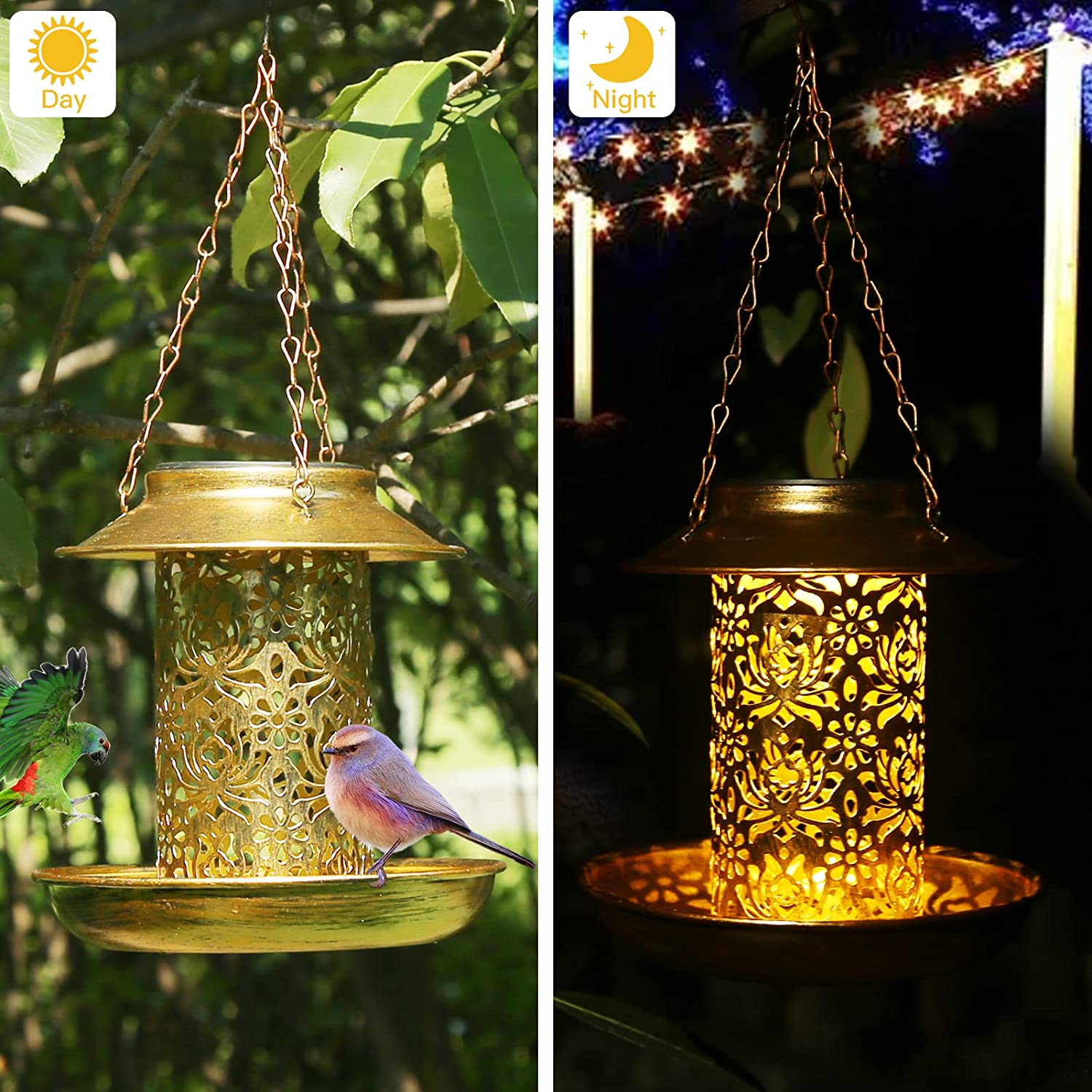 ソーラーバードフィーダー メタル屋外吊り下げバードハウス ラ - Outdoor Lighting Ideas For House のレビューと価格