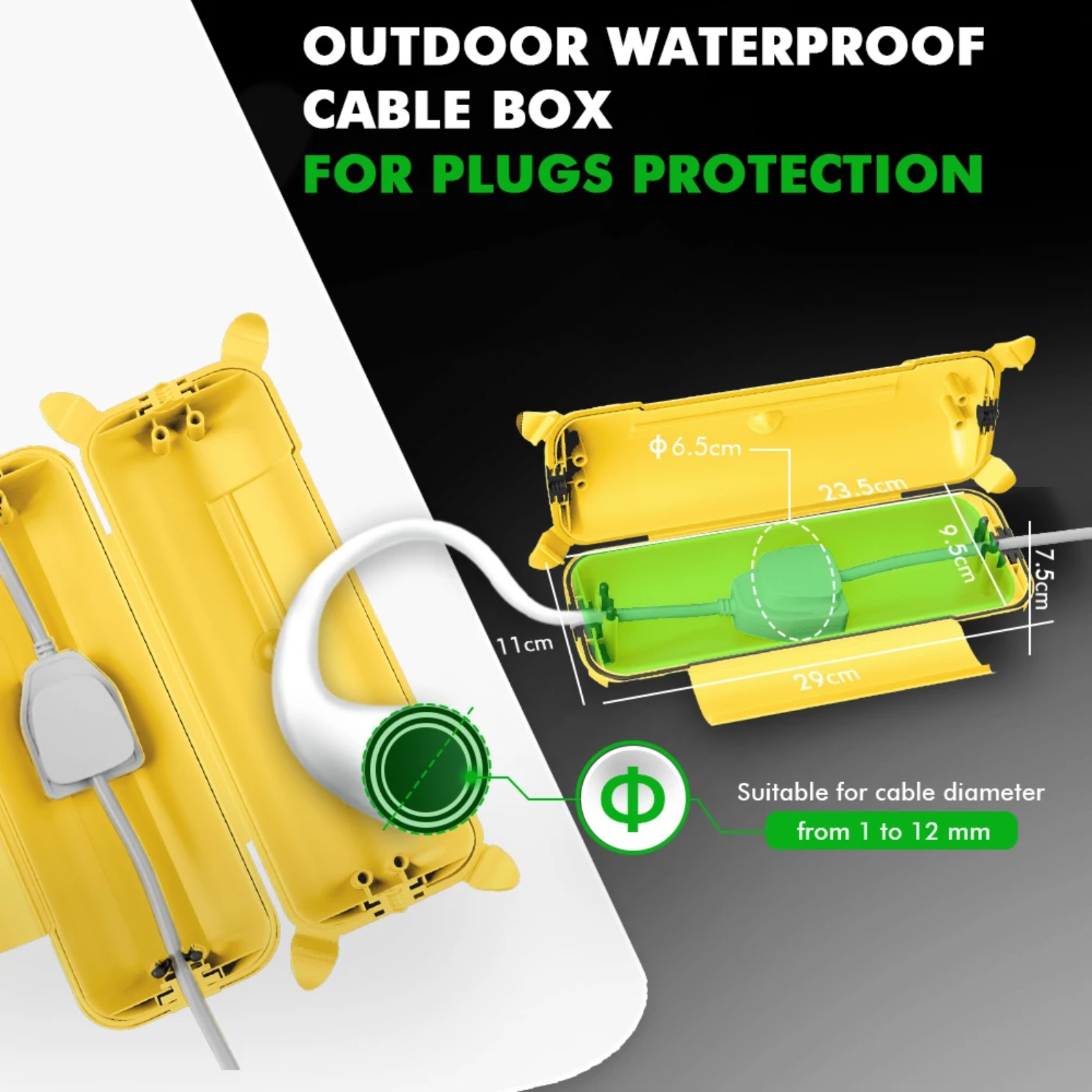IP44 屋外延長コードカバー 29x11x7.5cm 高耐 - Outdoor Lighting Extension Cord のレビューと価格