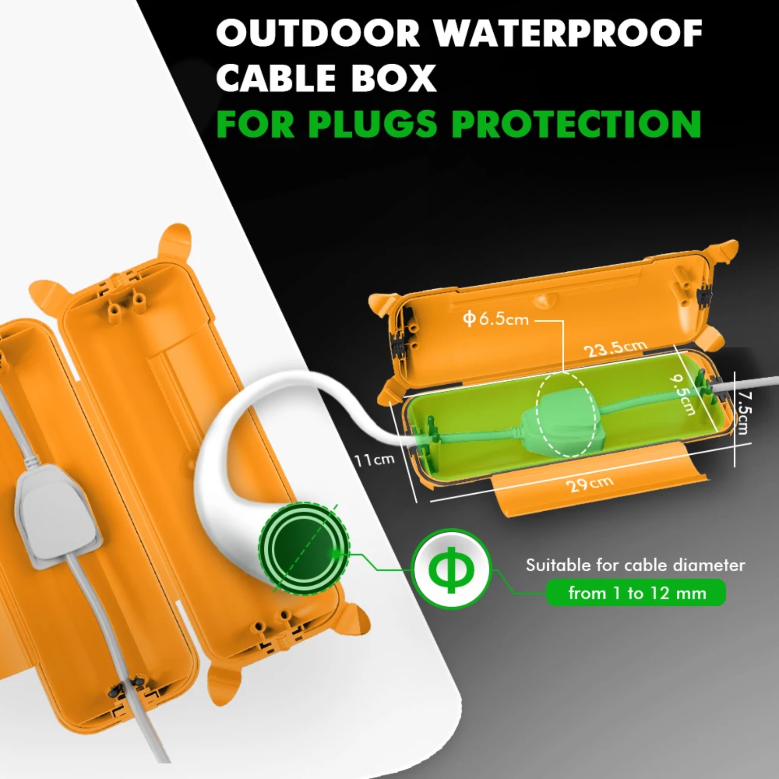 IP44 屋外延長コードカバー 29x11x7.5cm 高耐 - Outdoor Lighting Extension Cord のレビューと価格