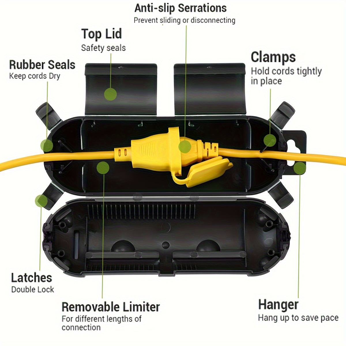 屋外用延長コード安全カバー、屋外コンセント用電気接続ボックス - Outdoor Lighting Extension Cord のレビューと価格
