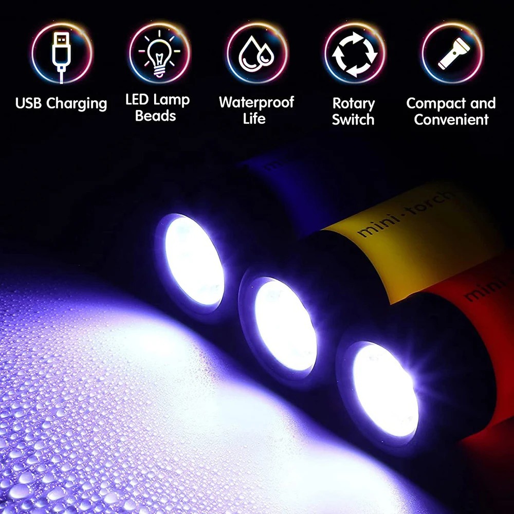 USB 充電式キャンプミニ懐中電灯強力な光ポケットキーホルダ - Outdoor Lighting Electric のレビューと価格