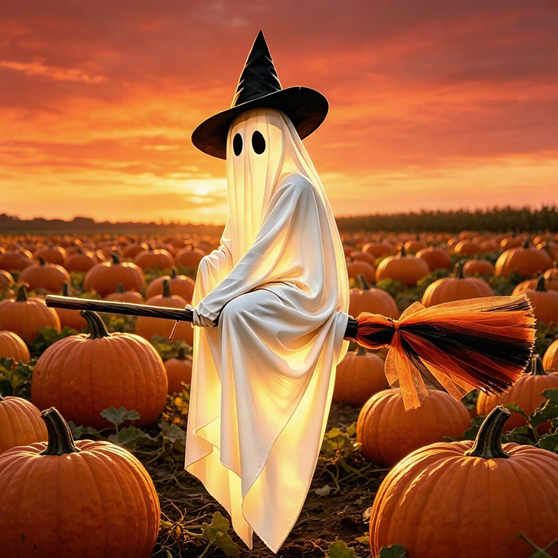 ハロウィンのフライングブルームとゴーストデコレーション、温か - Outdoor Lighting Halloween のレビューと価格