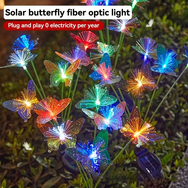 1PC 6 ヘッド LED ソーラー光ファイバーバタフライラ - Outdoor Lighting Yard Ideas のレビューと価格