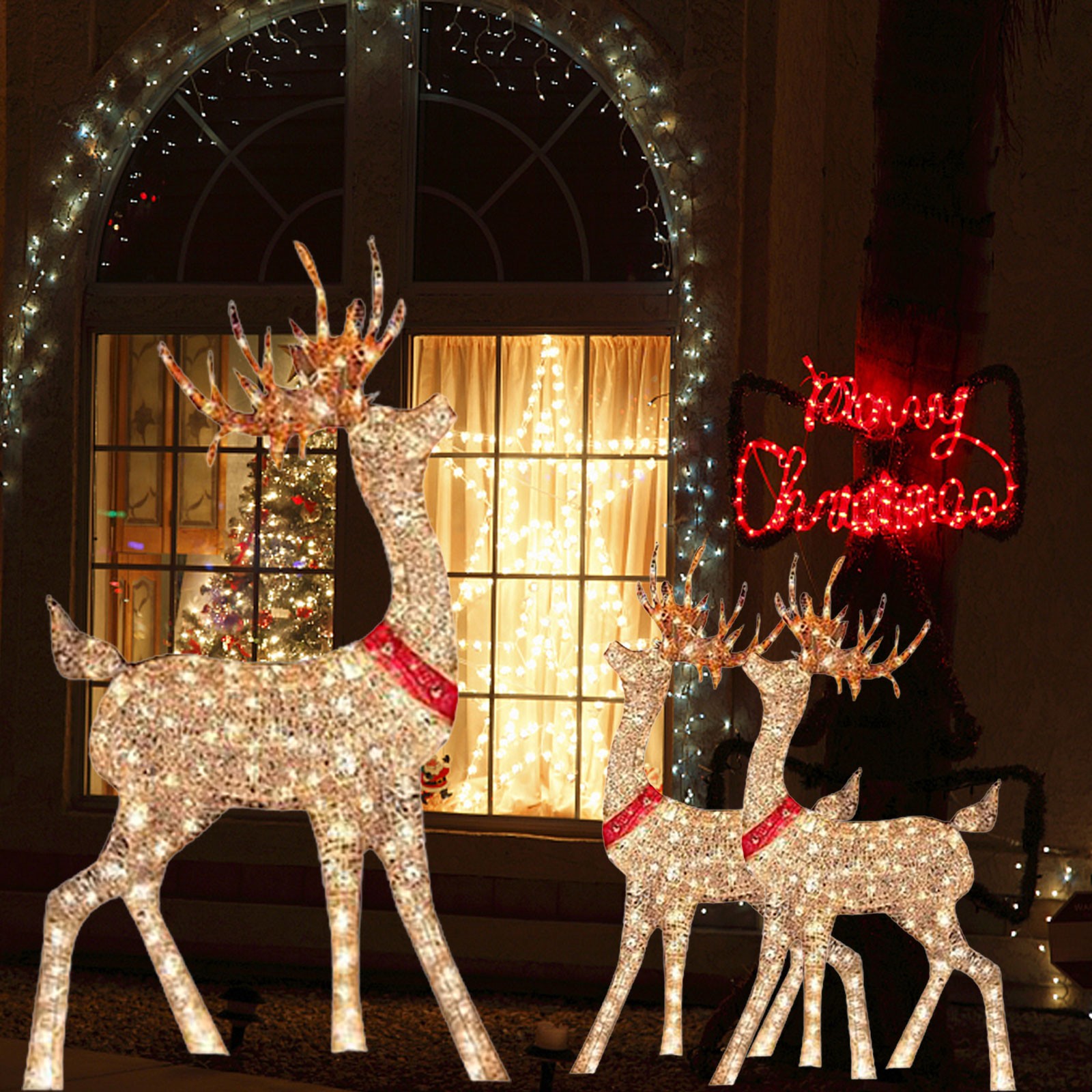 クリスマスデコレーション用の鹿の形をしたライト,室内灯,屋外 - Outdoor Lighting Event のレビューと価格