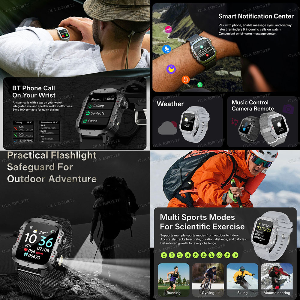 軍用アウトドアスマートウォッチ メンズ GPS追跡 フラッシ - Outdoor Lighting Track のレビューと価格
