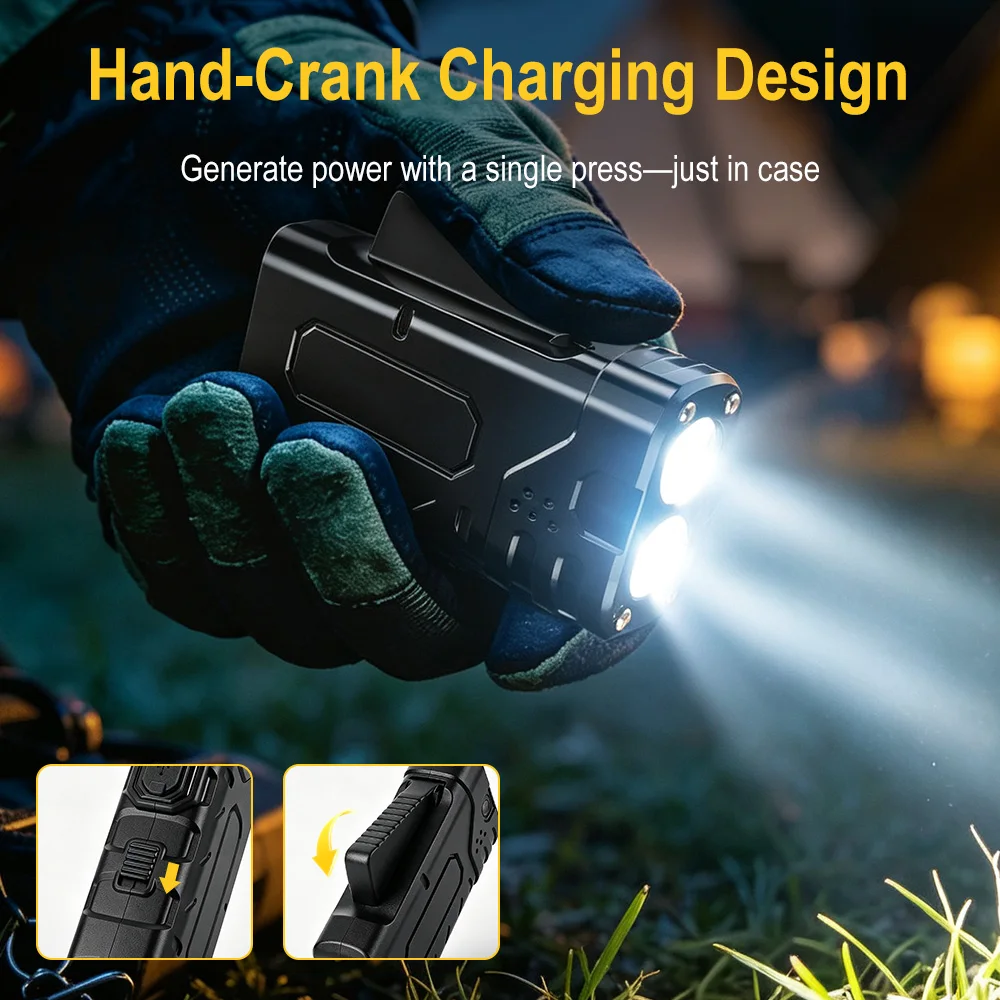 BORUIiT ハンドクランク EDC LED フラッシュラ - Outdoor Lighting House のレビューと価格