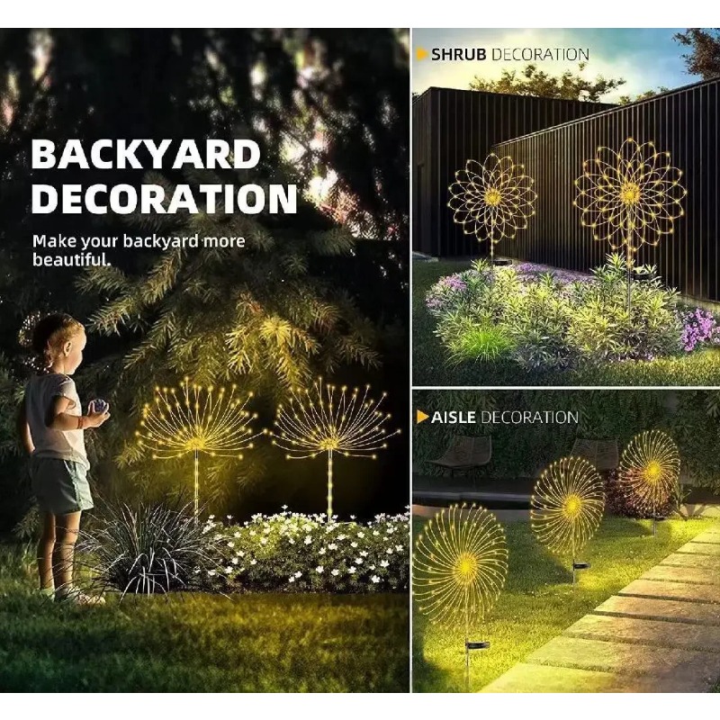 ソーラー花火ランプ銅線LEDライト屋外ガーデンデコレーション - Wired Pathway Light のレビューと価格