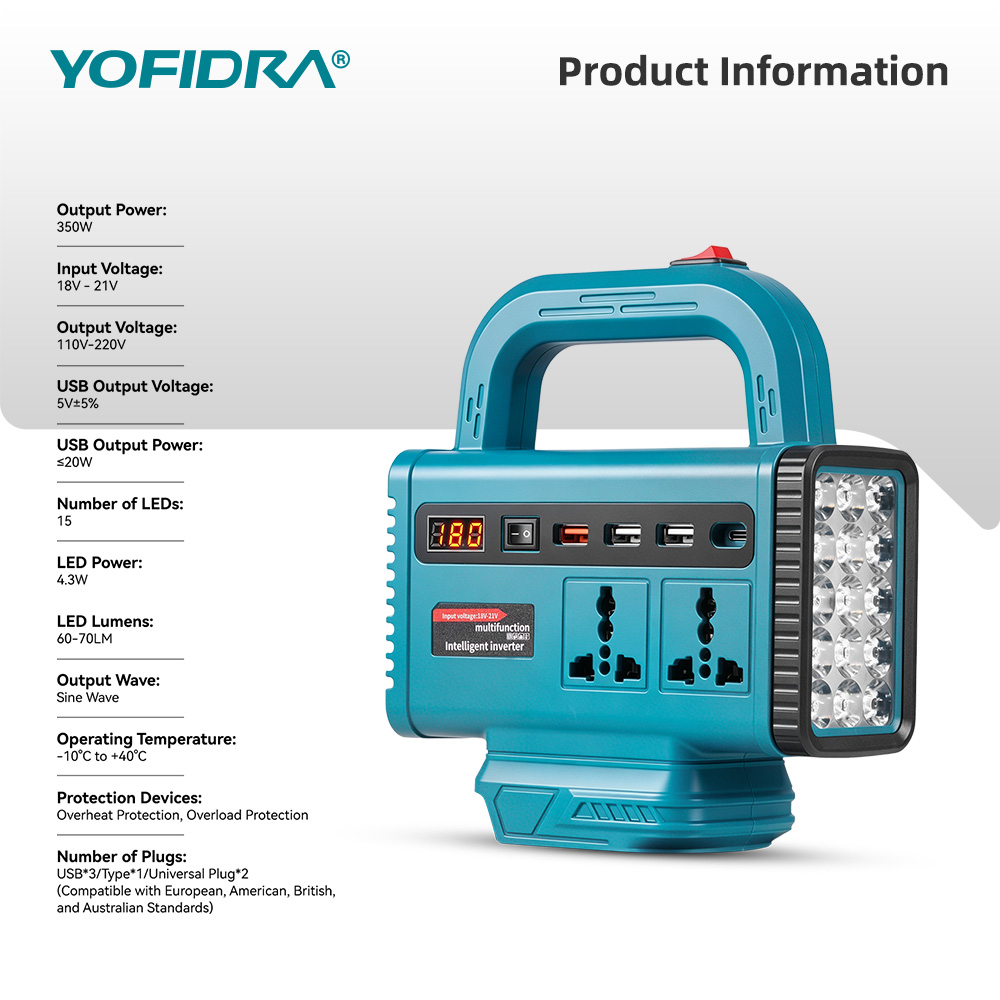 YOFIDRA 220V ポータブルパワーインバーター 屋外 - Outdoor Lighting Battery Operated のレビューと価格
