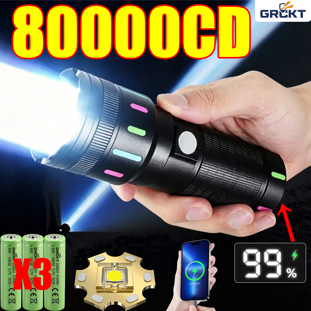 80000CD 最も強力なLED懐中電灯 ハイパワー戦術ハン - Outdoor Lighting Electric のレビューと価格